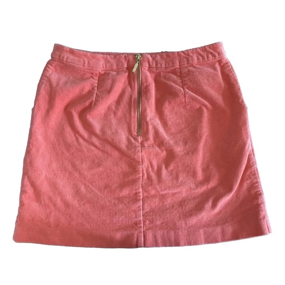 H&M Corduroy Zip Up Skirt Women's Size 6 Coral/Orange W/ pockets - Picture 3 of 6